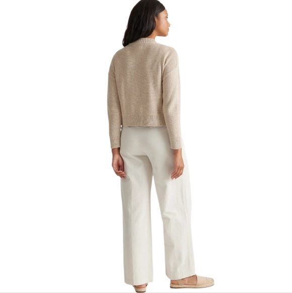 Quince 100% Organic Cotton Cropped Cardigan Cement Marl Women's Medium - Picture 2 of 11